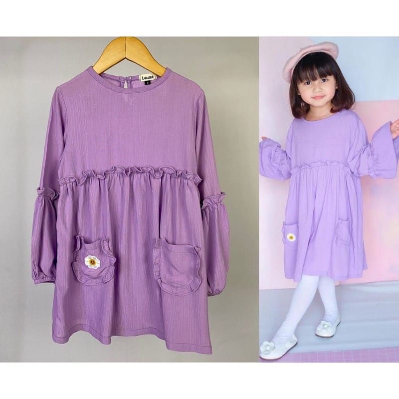 Tunik Anak Rayon Crinkle Lucuna Hawa  Warna UNGU 2-10thn
