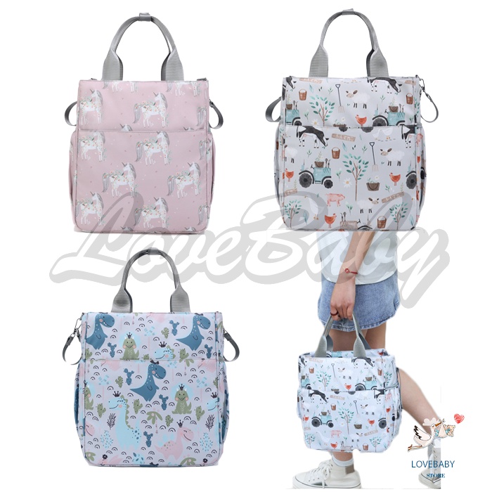 [1KG 3PCS] LBS Tas Bayi Multifungsi Tempat tidur lipat Baby diapers bag Perawatan Perlengkapan Selempang Canvas Anti Air New