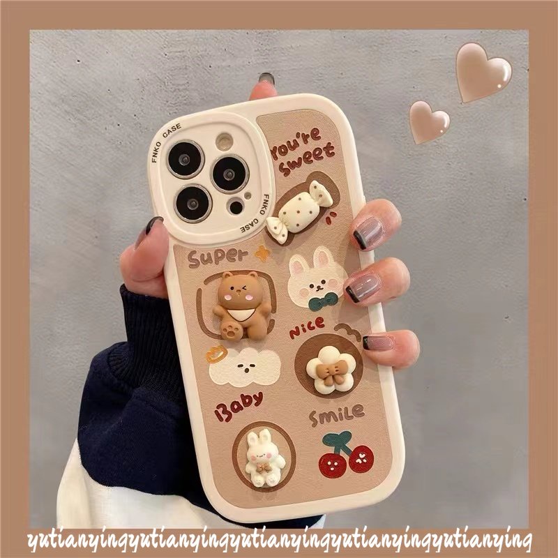 3d Cute Bear Rabbit Case Realme C53 C55 10 Pro Plus C35 C30 C12 C25 8i 9i C25Y C31 C25s C15 C21Y 8 C11 C20A C3 C21 C17 C20 8Pro 6i 5i 6 5s 5 6s Mainan Boneka Kartun Permen Sarung Soft Cover