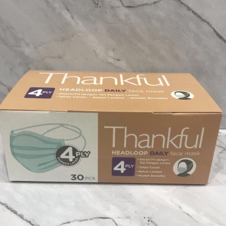 Terbaru Masker Thankful Headloop 4ply isi 30