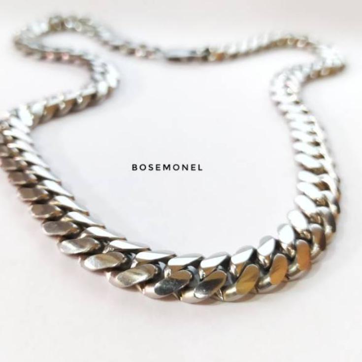 Murah Meriah Kalung rantai pria cowok macho keren besar panjang 50 cm baja putih monel original