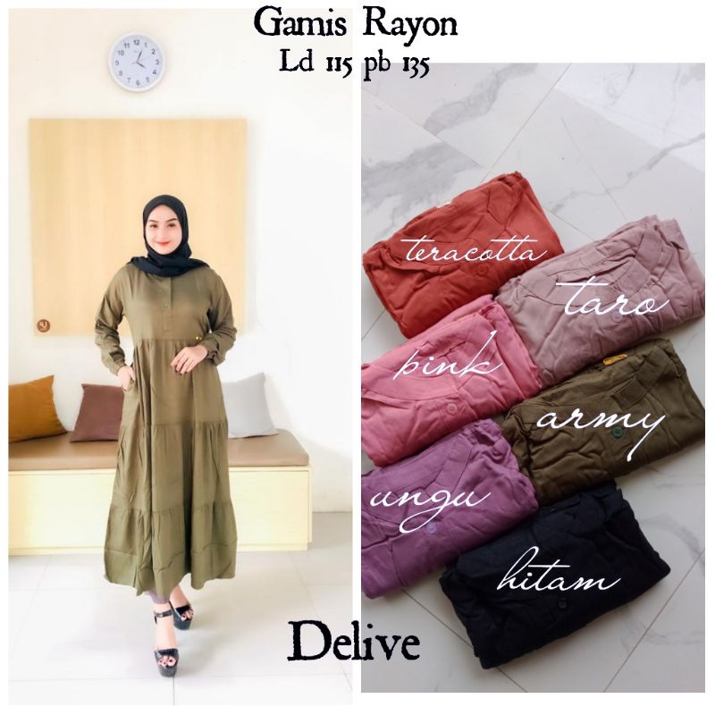 Gamis Rayon twil premium//Gamis rayon polos//Gamis susun