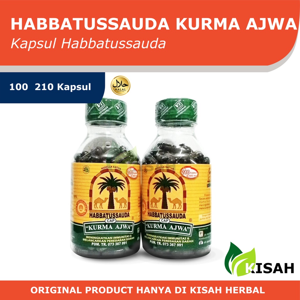 Kurma Ajwa Serbuk Habbatussauda Kapsul Cap Kurma Ajwa 100 dan 210 Kapsul Jintan Hitam / Habbatussauda Jinten Hitam Bubuk Cap Kurma Ajwa