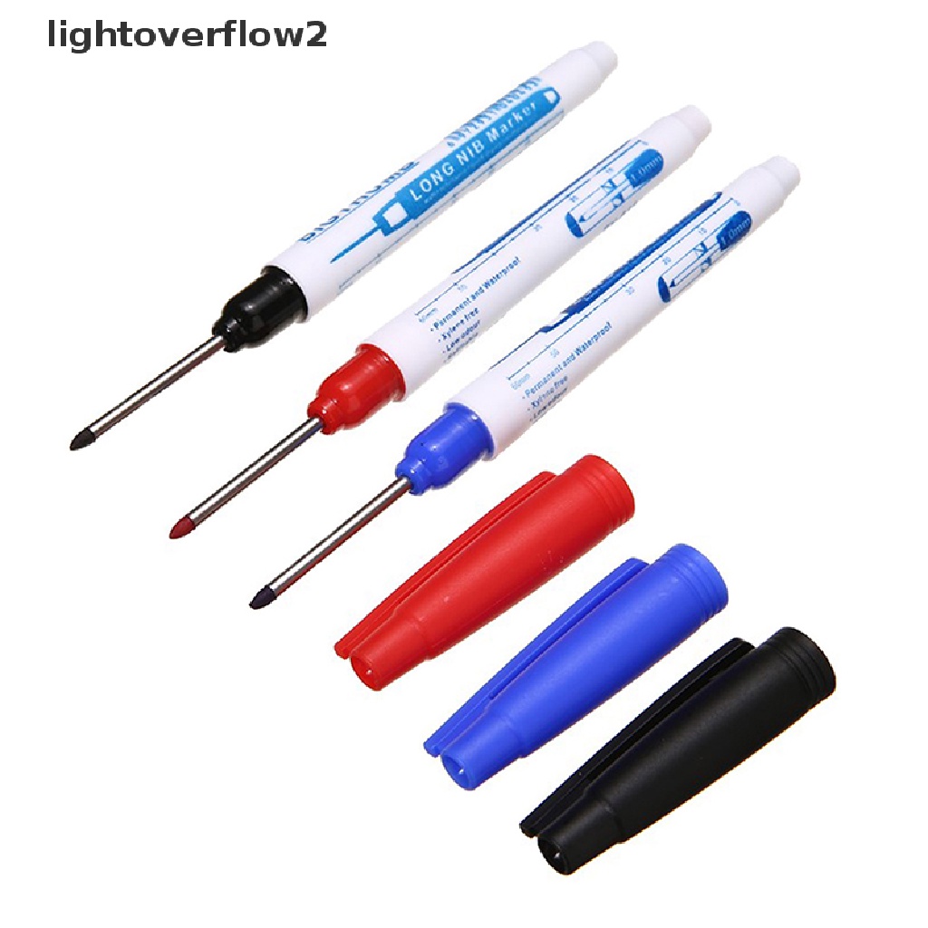 (lightoverflow2) 3pcs / Set Spidol Marker Kepala Panjang 30mm Tinta Merah / Hitam / Biru