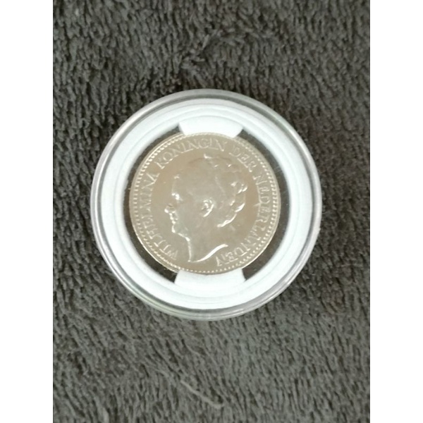 Bm-003 uang koin kuno perak ½ gulden wilhelmina 1929 koningin der nederlanden bonus kapsul