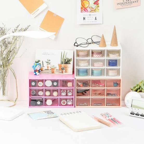 

Stationery Kotak Tempat Laci Mini Serbaguna 9 Kotak Stationary Organizer