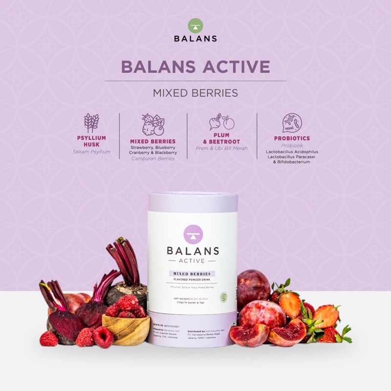 

Balans Active | Mixed Berries | Fiber & Probiotics Drink - Isi 14 Sachet