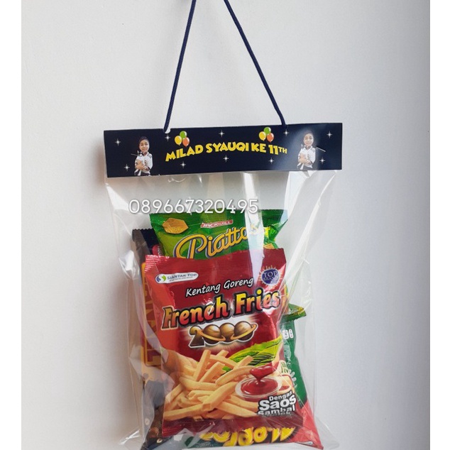 

Tas Plastik Label Snack Bingkisan Ultah Custom Desain Nama dan Foto