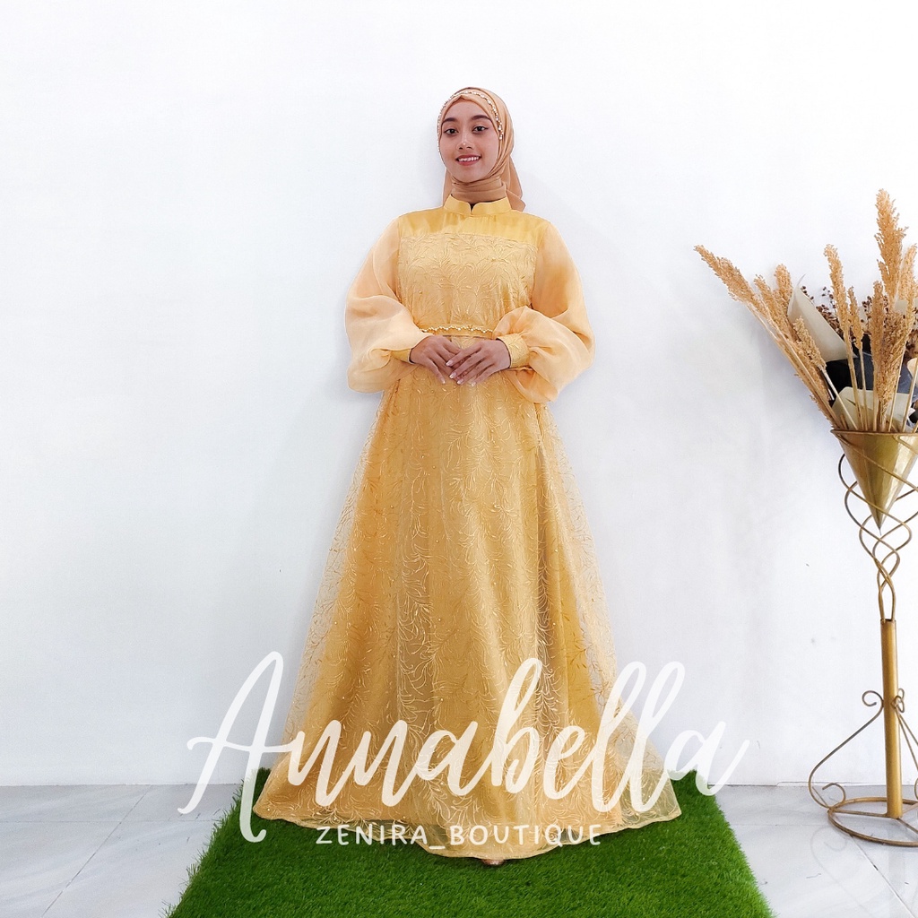 ANNABELA GAUN pesta pengantin mewah full tulle bordir / baju kondangan / prewedding / lamaran / wisuda / wedding bisa dipesan couple / tersedia ukuran kecil hingga jumbo