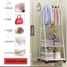 Triangle Stand Hanger / Rak Hanger Baju Serbaguna dengan Roda
