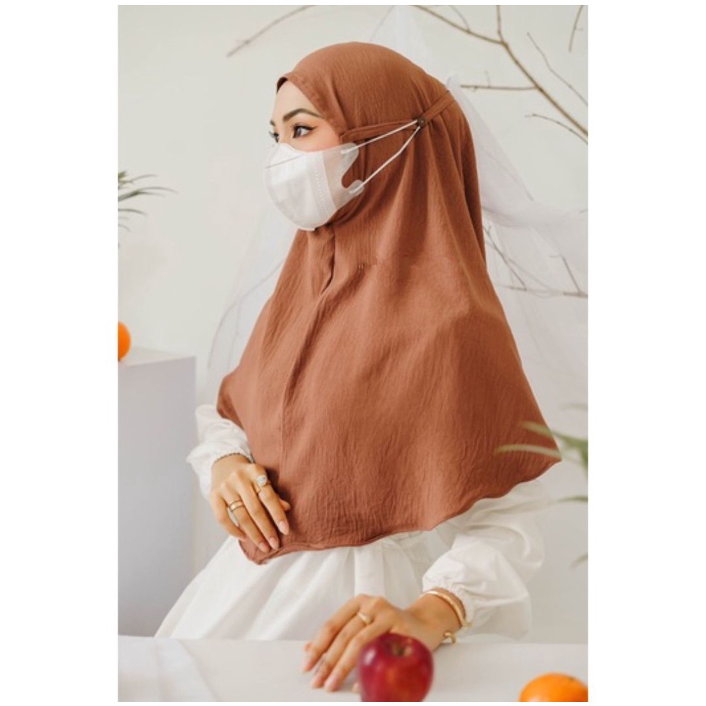 KHIMAR BERGO NONPET KANCING KONEKTOR KERUDUNG HIJAB JILBAB KERUDUNG SEGIEMPAT AIRFLOW CRINCKLE DEODORA PREMIUM