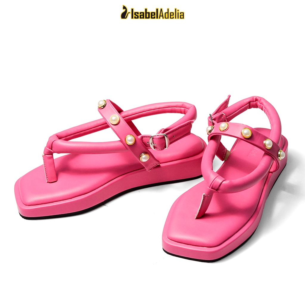 Isabel Adelia Sendal CINNAMON Sandal Kekinian Wanita Fuschia Putih Hitam Mocha