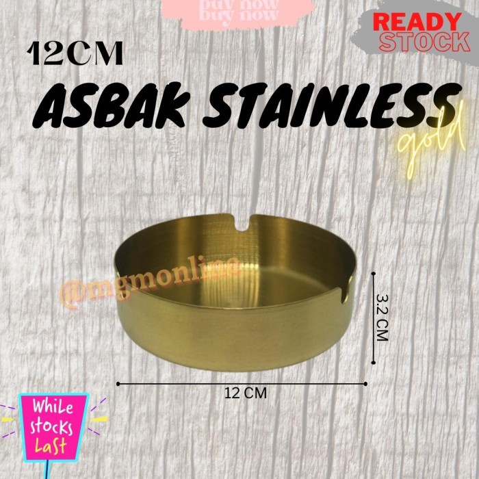 Asbak Stainless GOLD Cafe Tebal Bulat 12cm asbak besi polos 3 lubang