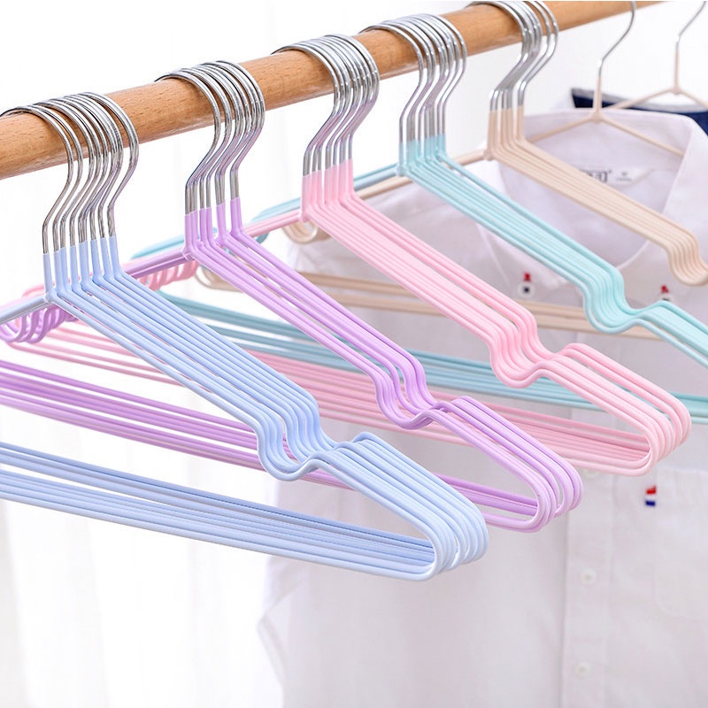 KAGK 10 pcs Gantungan baju Tidak licin hanger baju Serbaguna Gantungan Stainless
