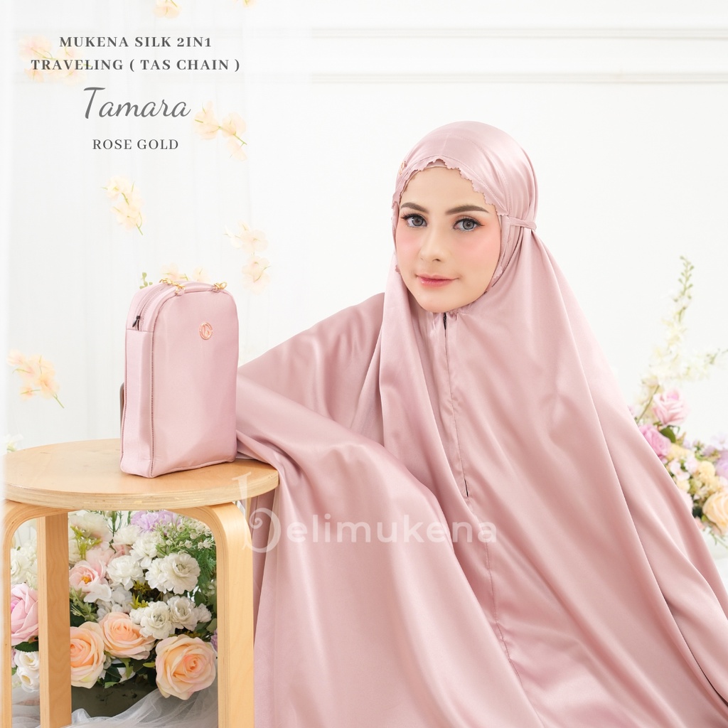 Mukena Dewasa Silk Premium Daily 2in1 Traveling ( Tas Chain ) Tamara