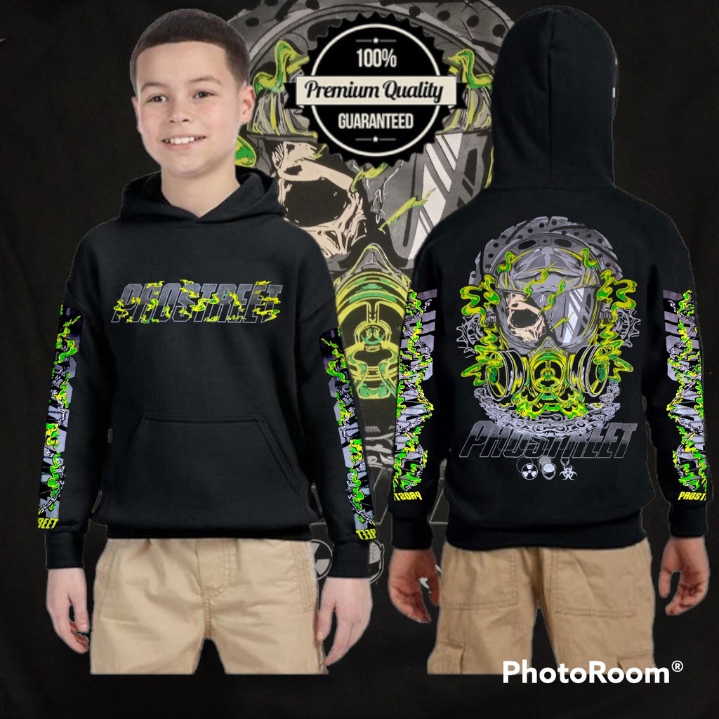 Jaket Prostreet Anak Hoodie Sweater Jaket Anak Tanggung 6-11 Tahun - Prostreet Raching Virus Kombinasi Hijau Terbaru/hoodie musim dingin-Panas