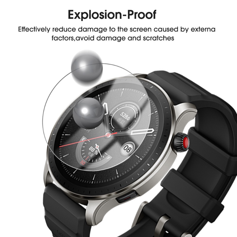 Pelindung Layar Tempered Glass Full Cover Anti Gores / Ledakan Untuk Smartwatch Amazfit GTR 4