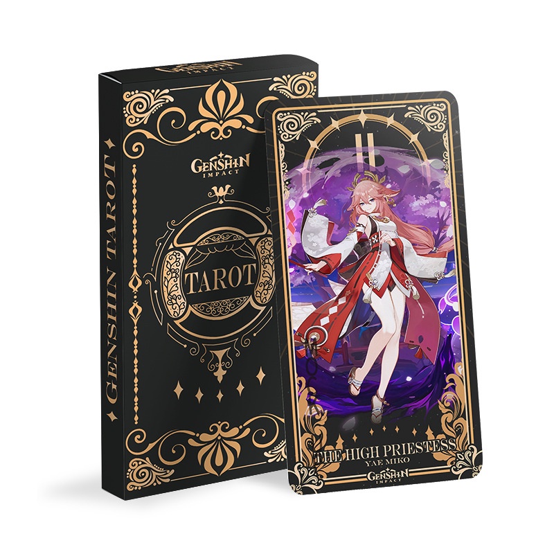 22 Pcs / set Kartu Tarot Desain Anime Komik Genshin Impact Beelzebul Miko Kazuha Untuk Koleksi