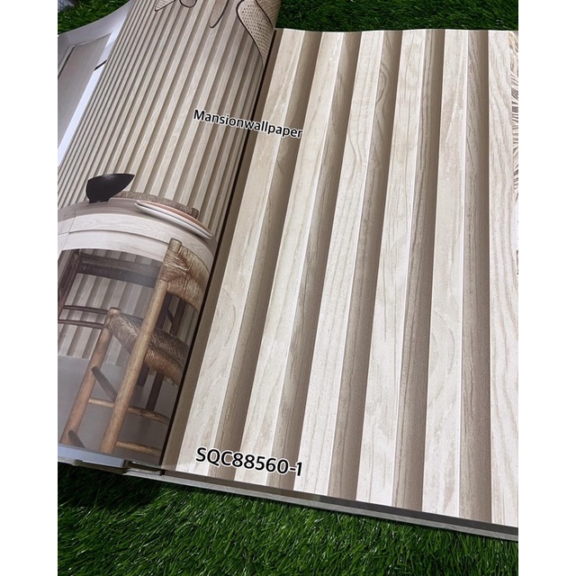 Wallpaper Dinding Motif Kayu Panel WPC Effect 3D Roll Besar Korea 15M2