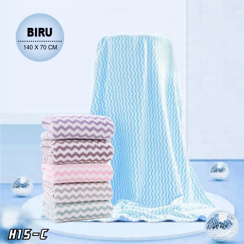 Handuk Mandi Microfiber bulu Handuk Mandi Dewasa Uk 70 x 140 Daya Serap Tinggi dan Lembut Motif BIG Zigzag Worldhome66