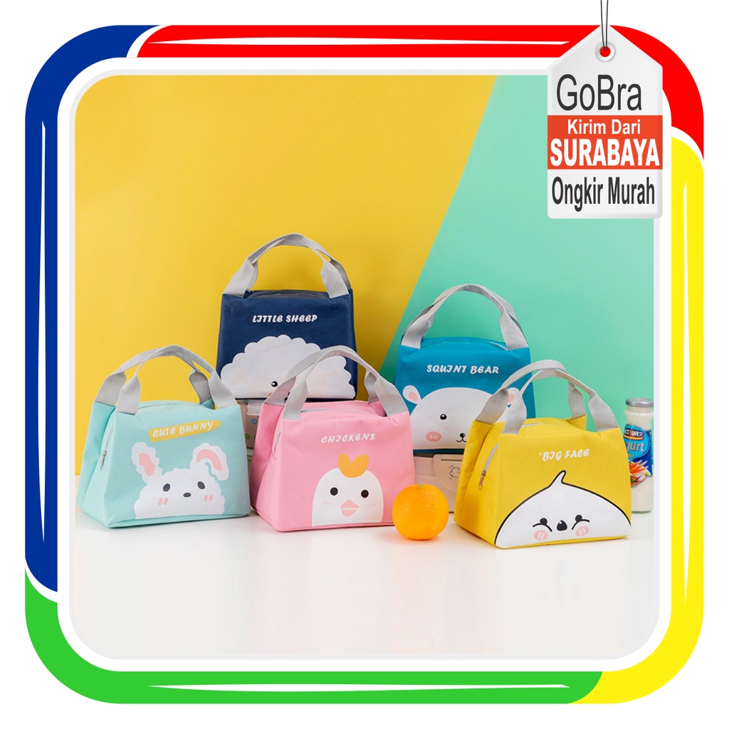 Gobra ♕ PA071 Tas Bekal Karakter Motif Lunch Cooler Bag Salur Makanan Aluminium Kotak Makan Import Murah