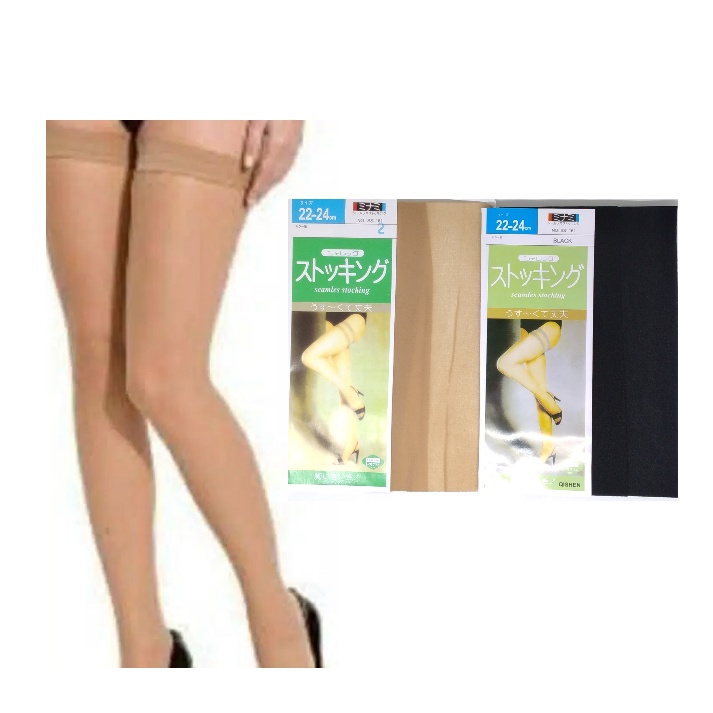 Sheleg Stoking Wanita Dewasa Sepaha Seamles Transparan Warna Hitam dan Krem Kulit