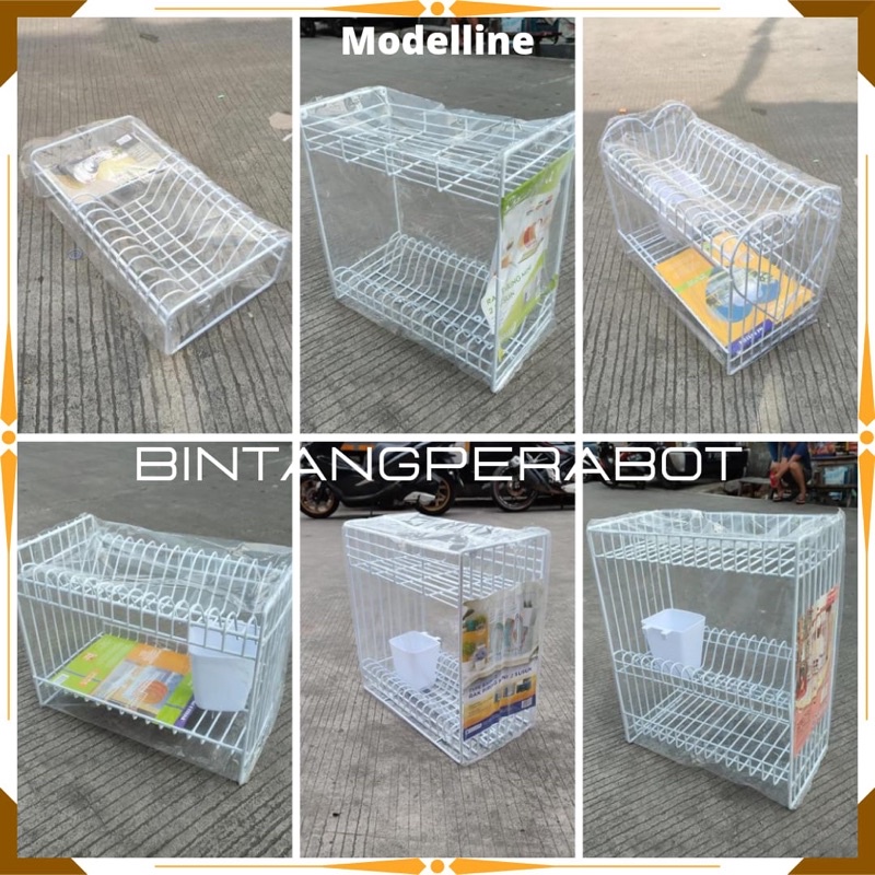 MODELLINE - Rak Piring Gelas Susun 1 2 3 + Tempat Sendok / Rak Piring Gantung / Rak Dapur / Rak Piri