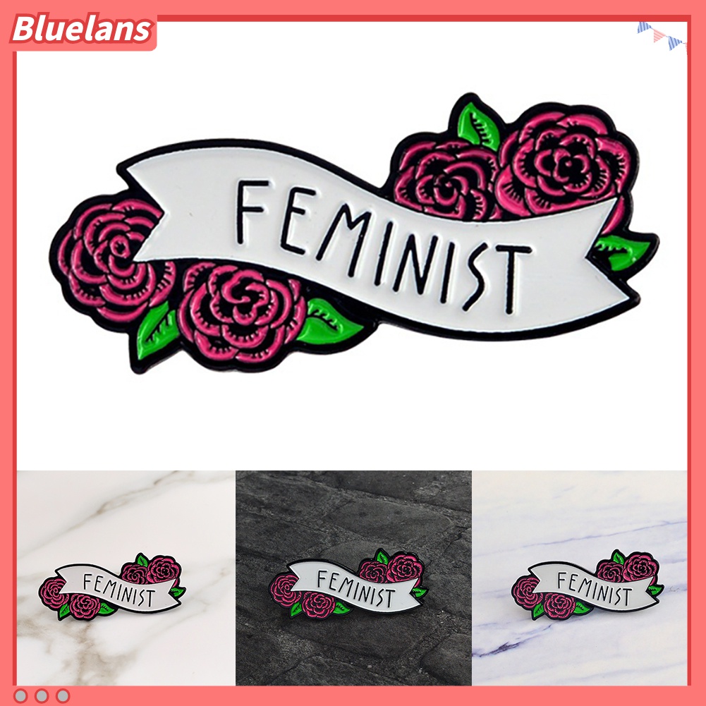 Bros Pin Enamel Desain Bunga Feminist Untuk Dekorasi Jaket Syal