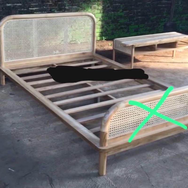 DIPAN KAYU JATI ASLI SOLID ANYAMAN ROTAN | DIPAN MINIMALIS KAYU JATI ALA EROPA | DIPAN KAYU JATI ASL