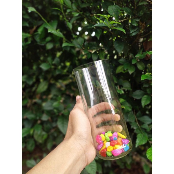 BOTOL KACA+HIASAN /AKUARIUM MINI /AKUARIUM TABUNG TEMPAT IKAN CUPANG DAN LAIN LAIN