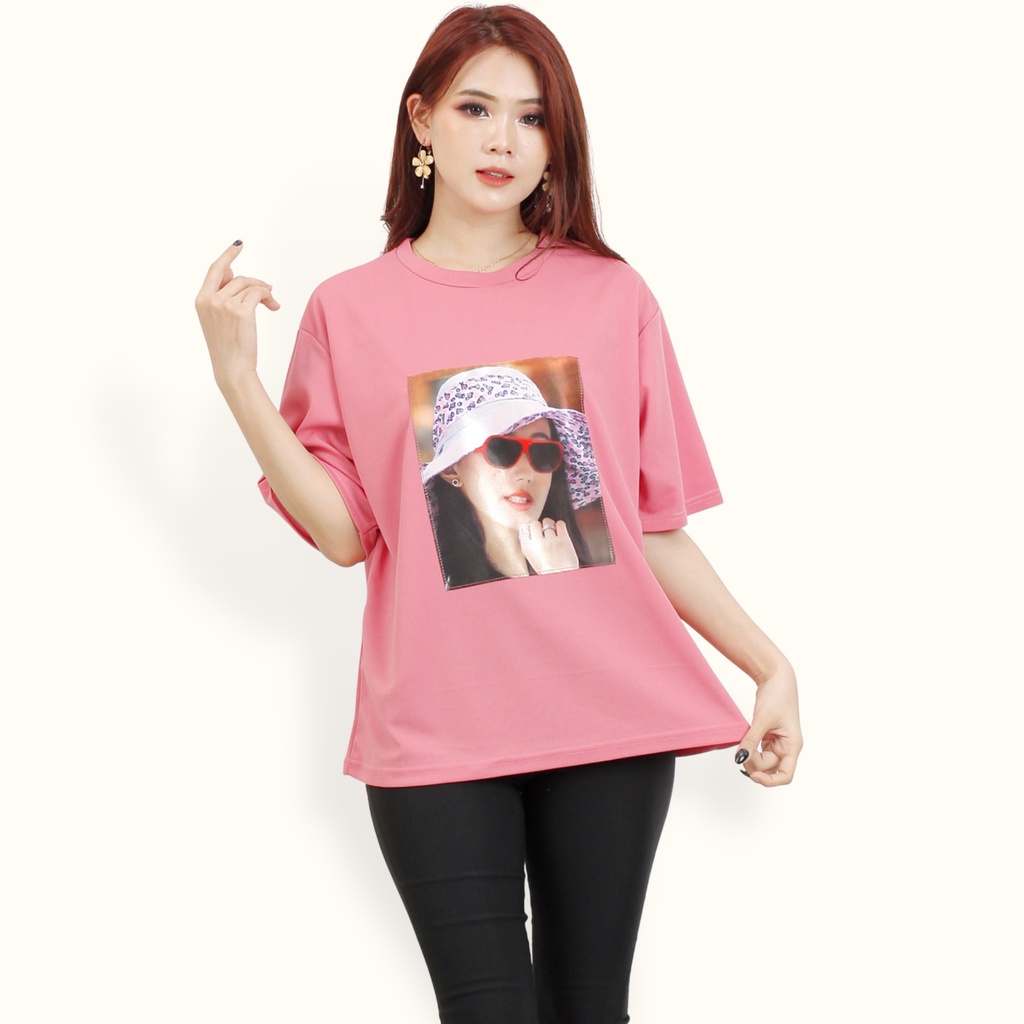 Kaos oversized Lengan pendek wanita Gaya Korea print DTF - XSHOP Indrarini