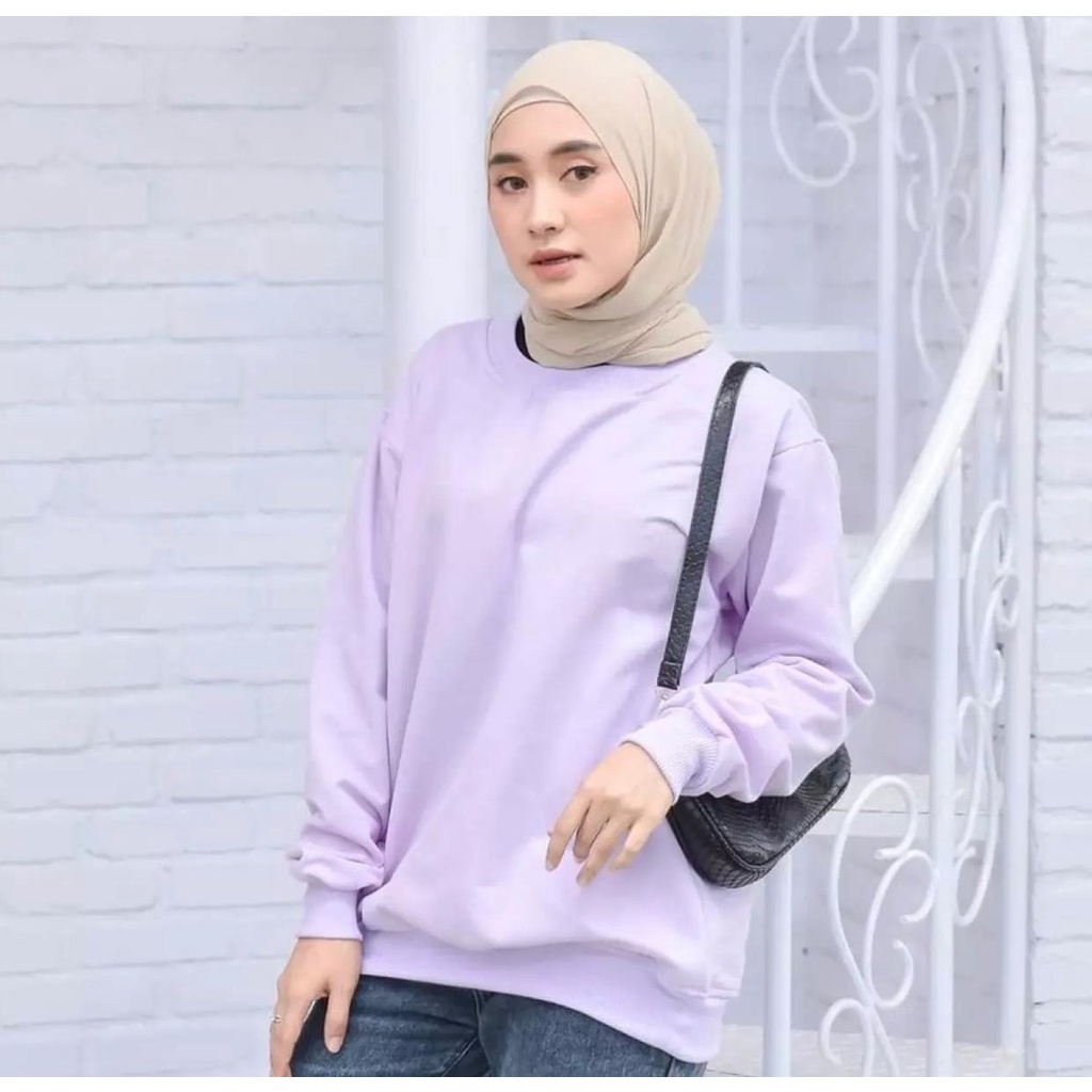 Sweater Basic Polos Oblong Wanita BAHAN FLEECE