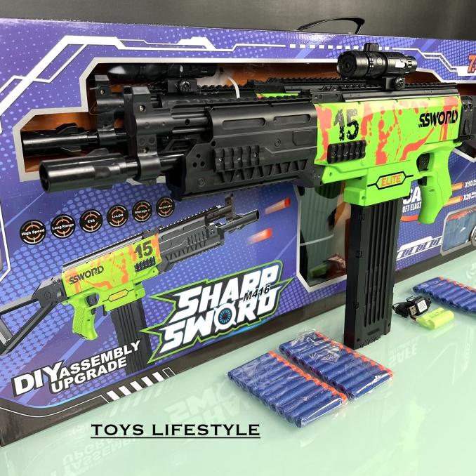 Mainan Tembakan Model Nerf Soft Bullet Army Combat Auto M416 By Eastern