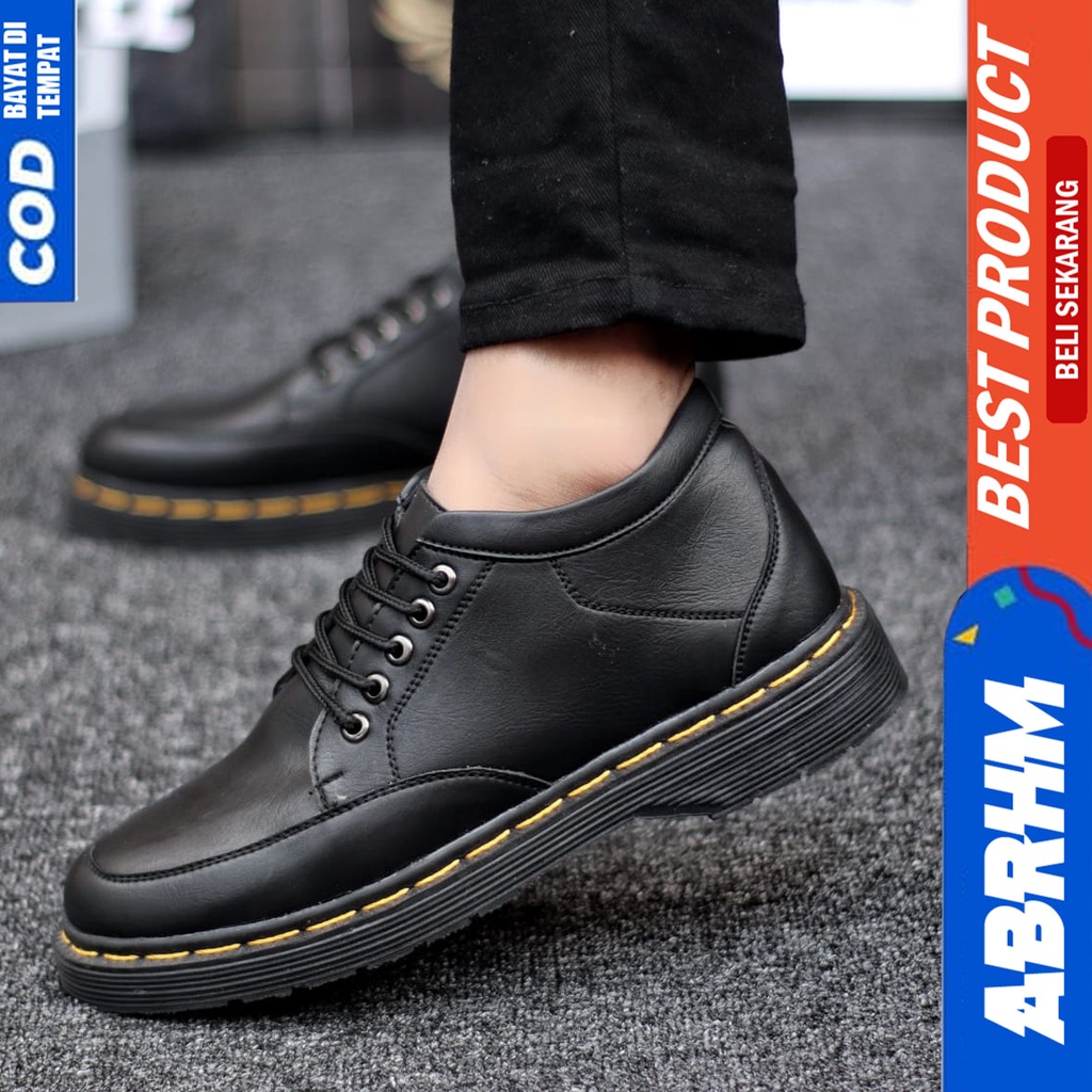 Sepatu Formal Pantofel Docmart Low Boots Kerja Hitam Pria Abrhm GAVI