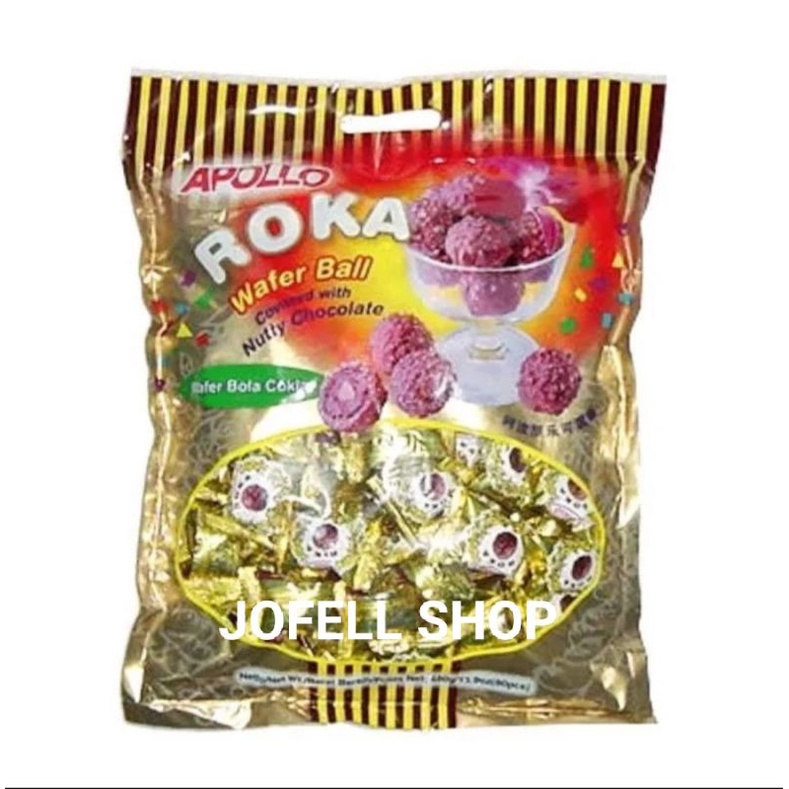 

(1 EXTRA 1) APOLLO ROKA WAFER BALL | BISKUIT WAFER BOLA COKELAT| isi 70 pcs. (1 EXTRA 1)
