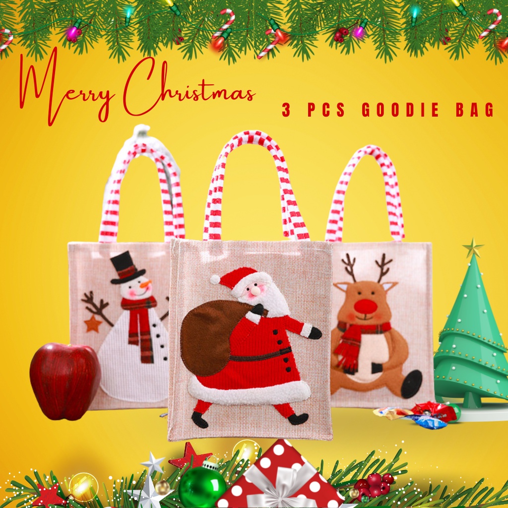 

Set 3 pcs Paket Goddie Bag Natal E609 Christmas Tas Kado Hadiah Christmas Bag Paper Bag Natal Snack Souvenir Aksesoris Christmas xmas natal