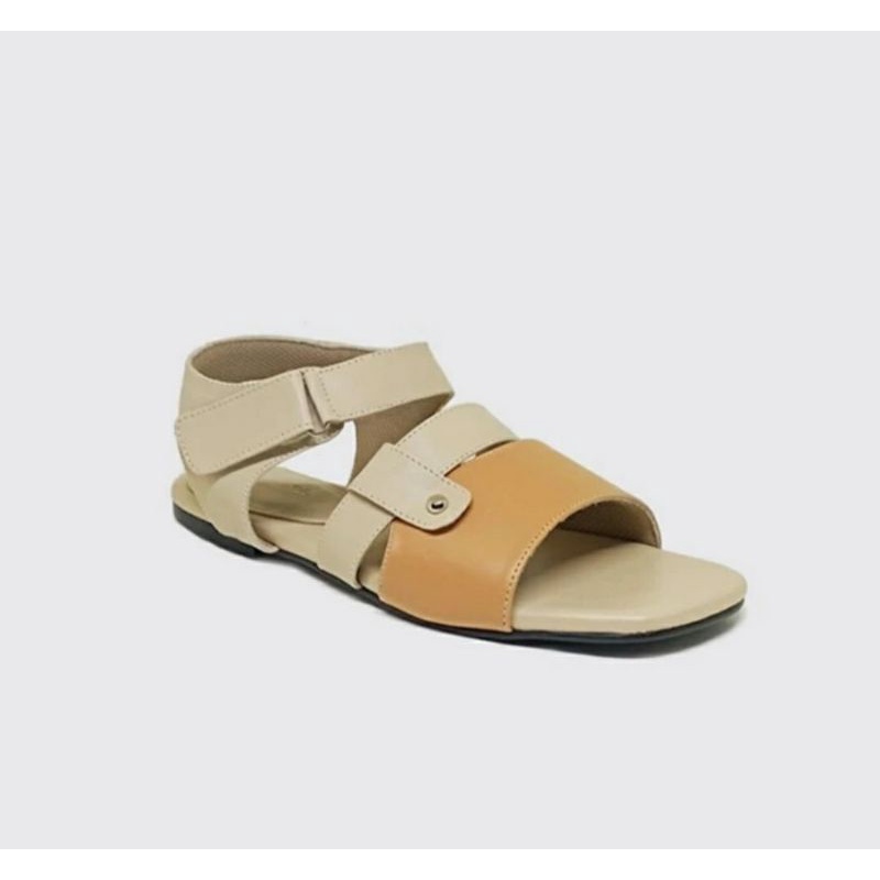 Sandal GUNUNG Wanita Oversize 41~45 Sendal Flat Cewek Dewasa Ukuran KremTane Sandak Kaki JUMBO Gemuk