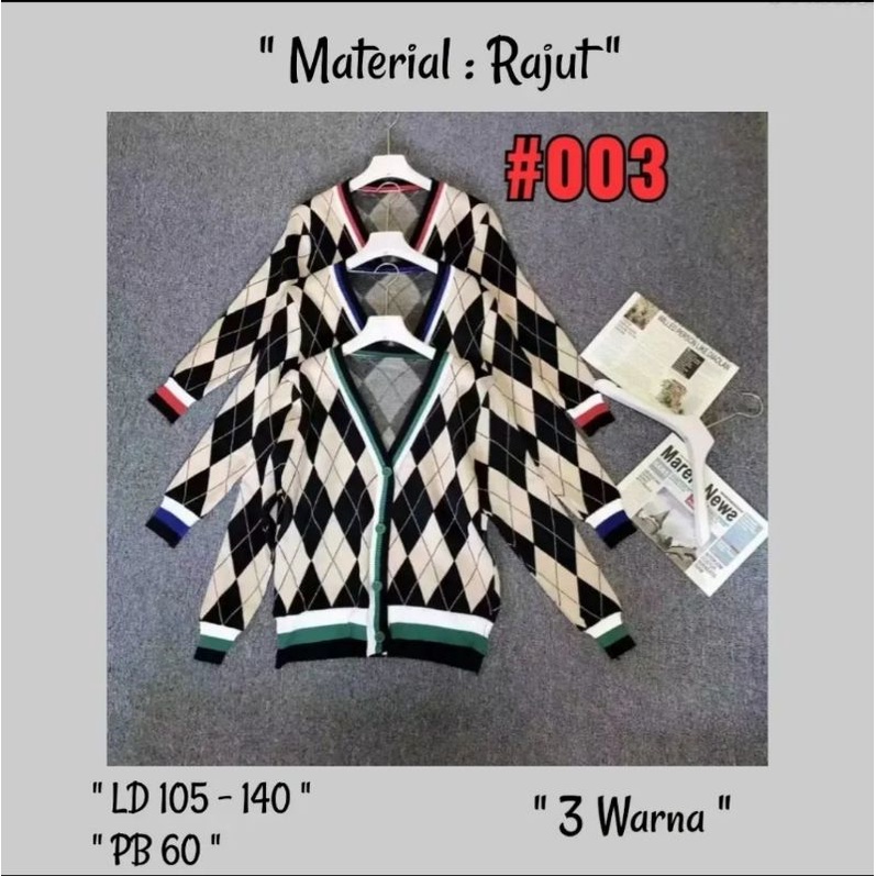 Cardigan motif kotak import terbaru dan terlaris