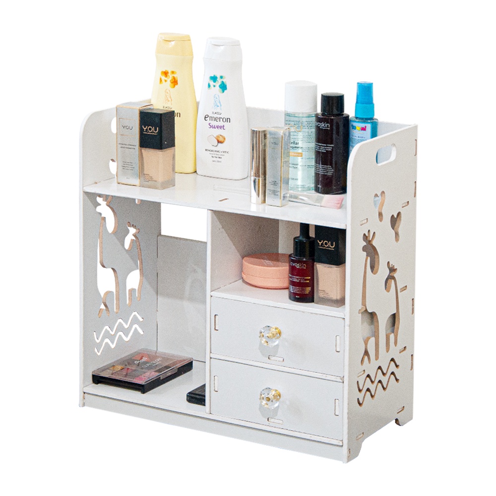 Rak Kosmetik 2 Laci Serbaguna Rak Penyimpanan Susun MDF - LC064