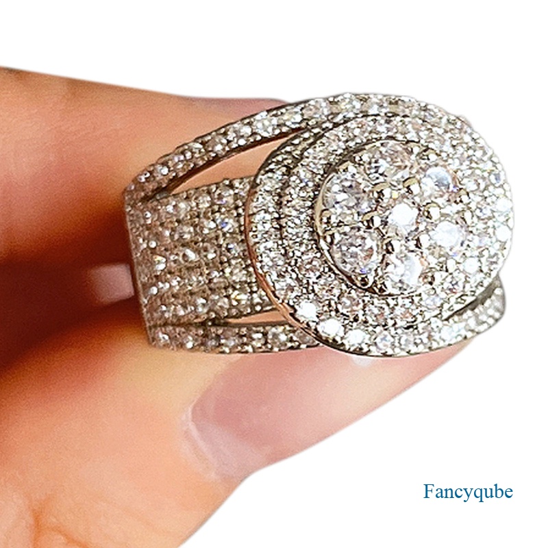 Fancyqube Fancycube Cincin Sterling Silver 925 Dengan Berlian Penuh Untuk Pernikahan