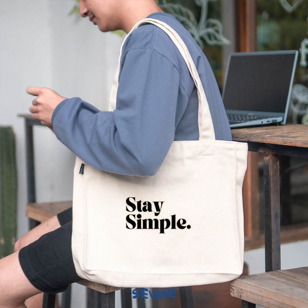 Sevine Totebag Kanvas Daisy Tas Wanita Tote Bag Dengan Kantong Laptop Kuliah Sekolah Kerja Quotes Aesthetic - KL