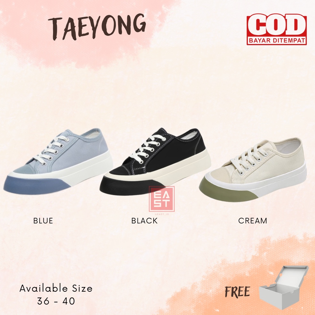 Sepatu Taeyong Hitam Sneakers Wanita Sport Shoes Import Korea