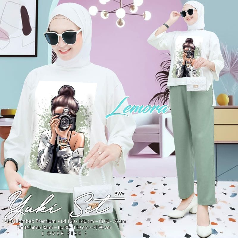 Yuki Set Baju Setelan Wanita Terbaru One Set Jumbo Ld120 cm Setelan Wanita Kekinian Ootd Korean Style