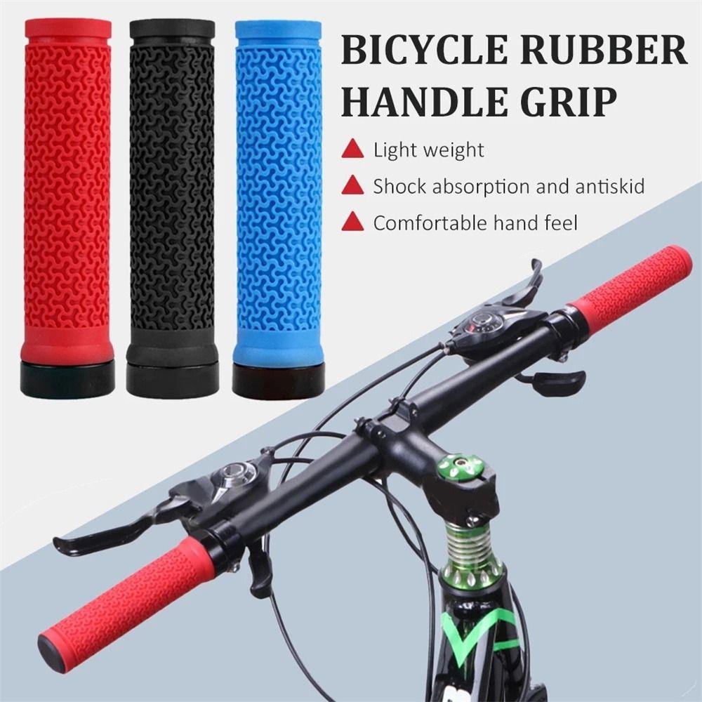 R-FLOWER 1pasang Pegangan Sepeda Bar Grip Tekstur Shock-Proof MTB Olahraga Luar Ruangan Penguncian Satu Sisi