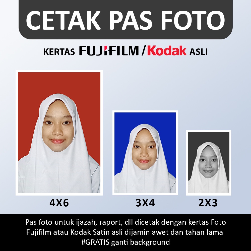 Cetak PAS FOTO kertas FUJIFILM ASLI