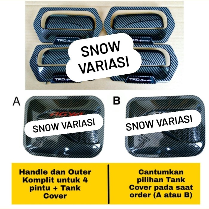 [COD] Paket Agya Hemat Lengkap Handle Outer  Tank Cover Premium Carbon / Perlengkapan Variasi Mobil 