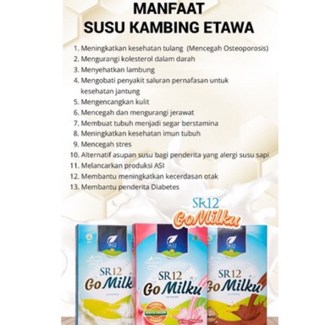 

GOMILKU SR12 SUSU KAMBING ETAWA PREMIUM BAIK UNTUK MENURUNKAN GULA DARAH, KOLESTROL, ASAM URAT, Menjaga KESEHATAN TULANG MENCEGAH OSTEOPOROSIS