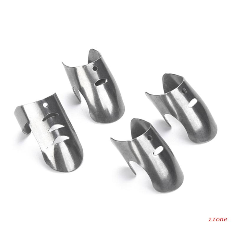 4pcs Pelindung Jari Bahan Stainless Steel Anti Potong Untuk Sayuran