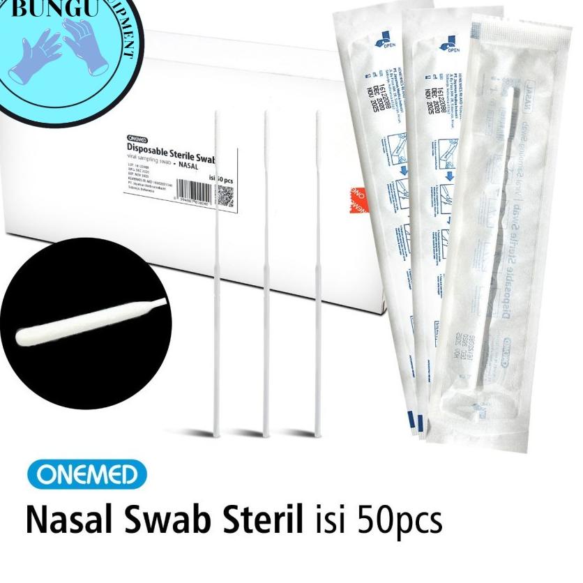 ➲ BUNGU Nasal Swab Steril Antigen Sterile Flocked Swab Naso Onemed Box Isi 50 Pcs Colokan Hidung Spe