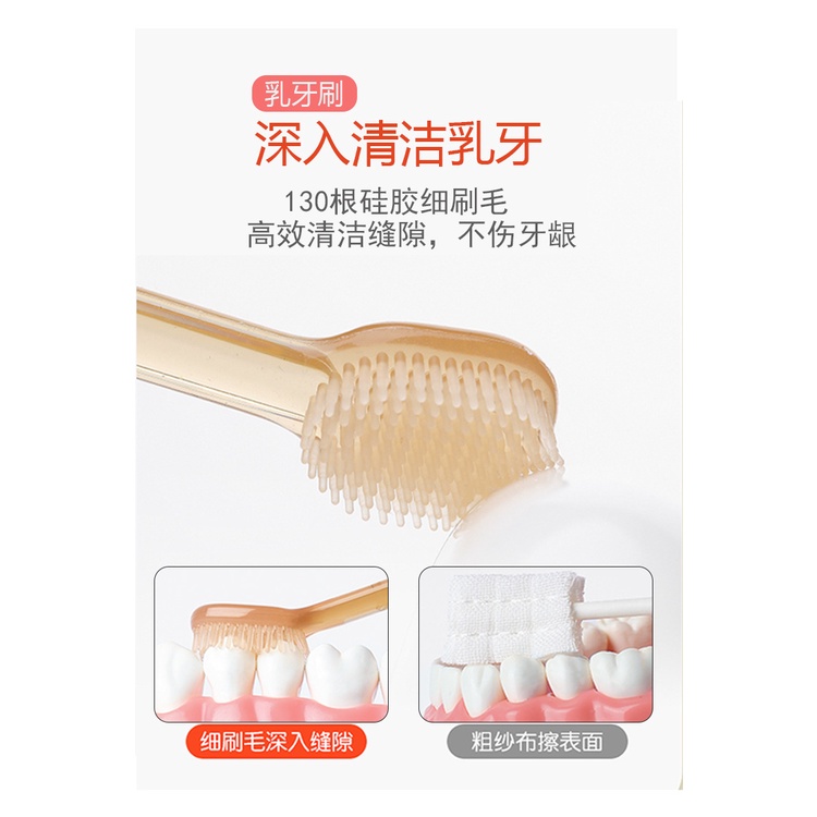 BPA free Sikat Gigi dan Lidah Bayi Silikon 0-18 bulan plus Gelas Sikat Gigi Bayi Sikat Lidah Bayi 2 in 1 Perawatan Mulut Bayi Sikat Gigi Silikon Bebas BPA Sikat lidah bayi newborn 2in1-7